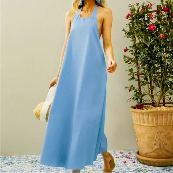 Tuckernuck Dresses & Skirts - Tuckernuck Sky-Blue Halter Maxi Dress